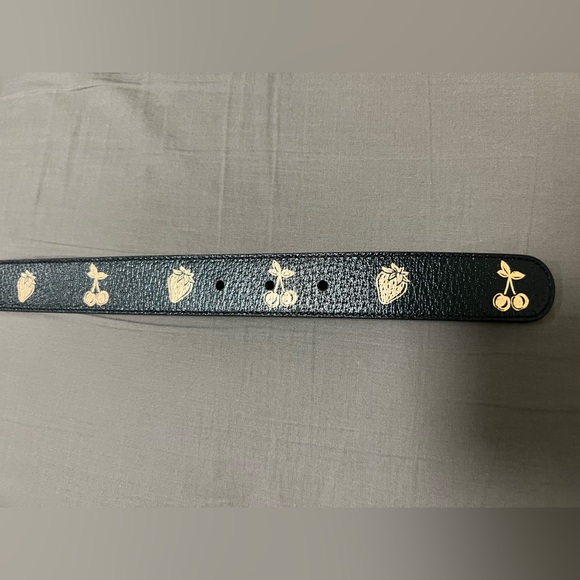New Gucci Belt GG marmont Belt Black leather belt Cherry Strawberry size 100 - Picture 10 of 10